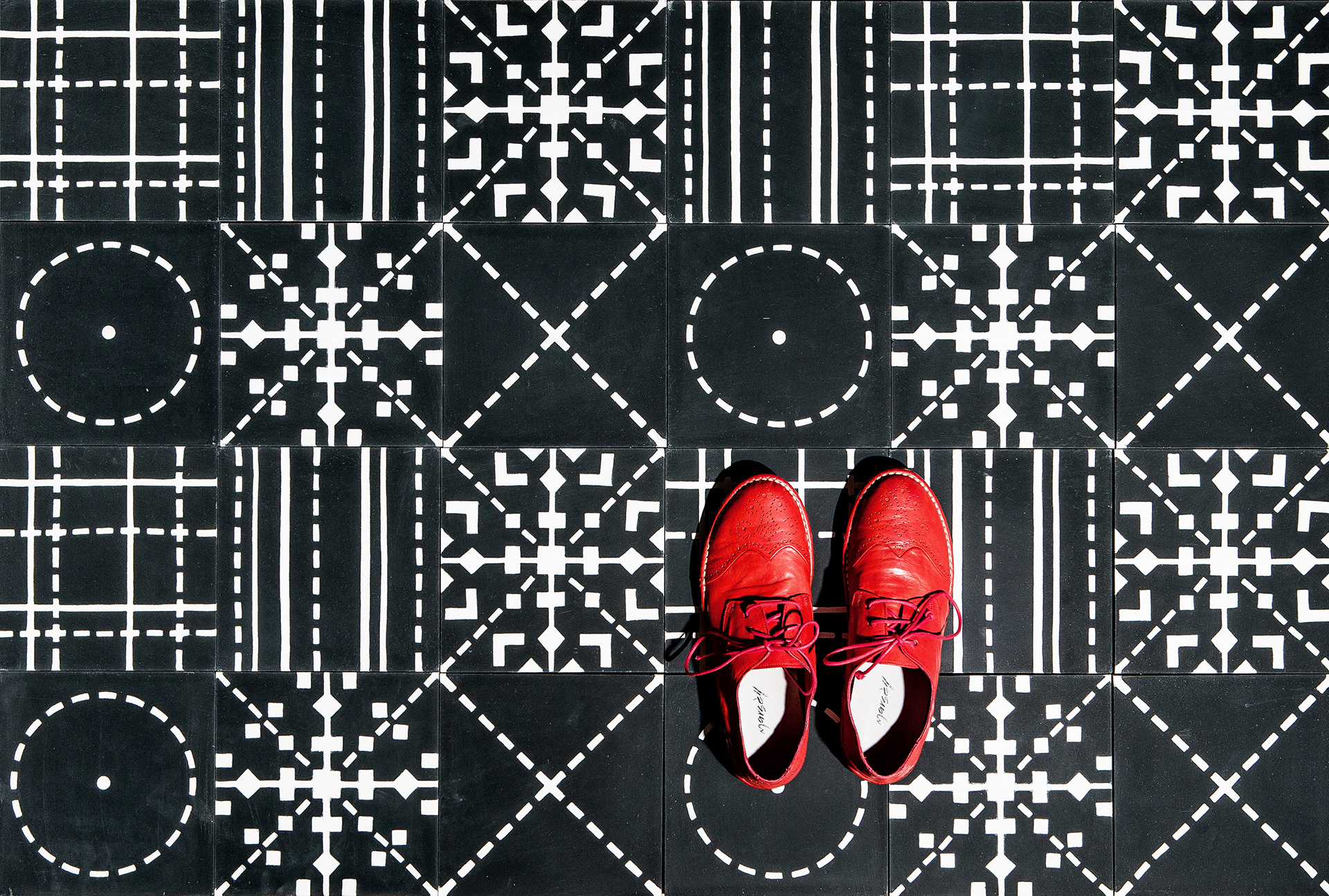 Carreau de ciment Bahya Collection Valérie Barowski noir & blanc