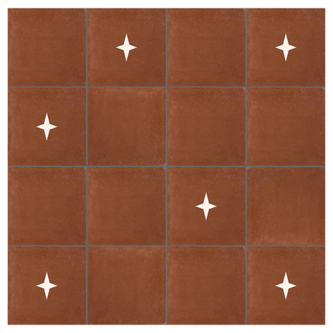 carreaux de ciment terracotta, carreau de ciment, carrelage artisanal, carrelage avec une étoile