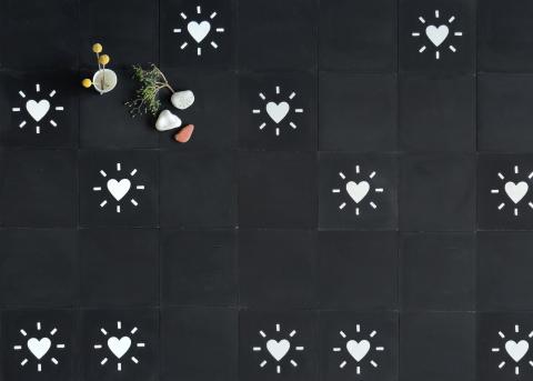 Cement Tiles Tattoo Love Pattern Cement Tiles Tattoo Love Pattern