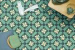 Maison Bahya cement tiles Rose des vents pattern green floor