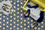 Carreau de ciment hexagonal Bahya motif Safi sol bleu jaune